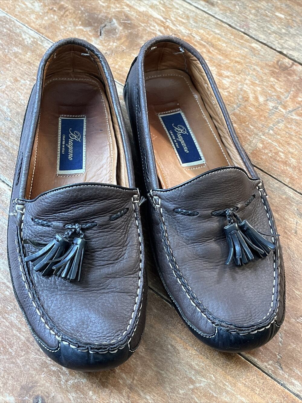 Bragano by Cole Haan Mens Brown Leather Tassel Loafers Size 9.5 Italy